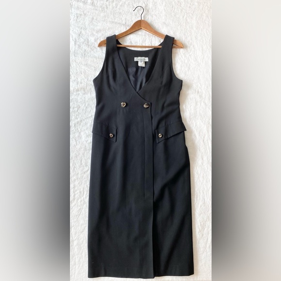 Vintage 80s Jackie K Pure Virgin Wool Black Dress - Picture 6 of 12